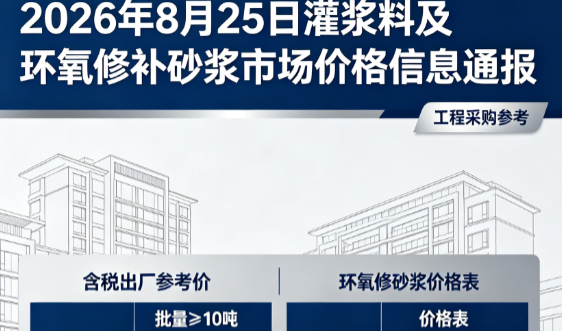 坊子2026年8月25日灌浆料及环氧修补砂浆市场价格信息通报